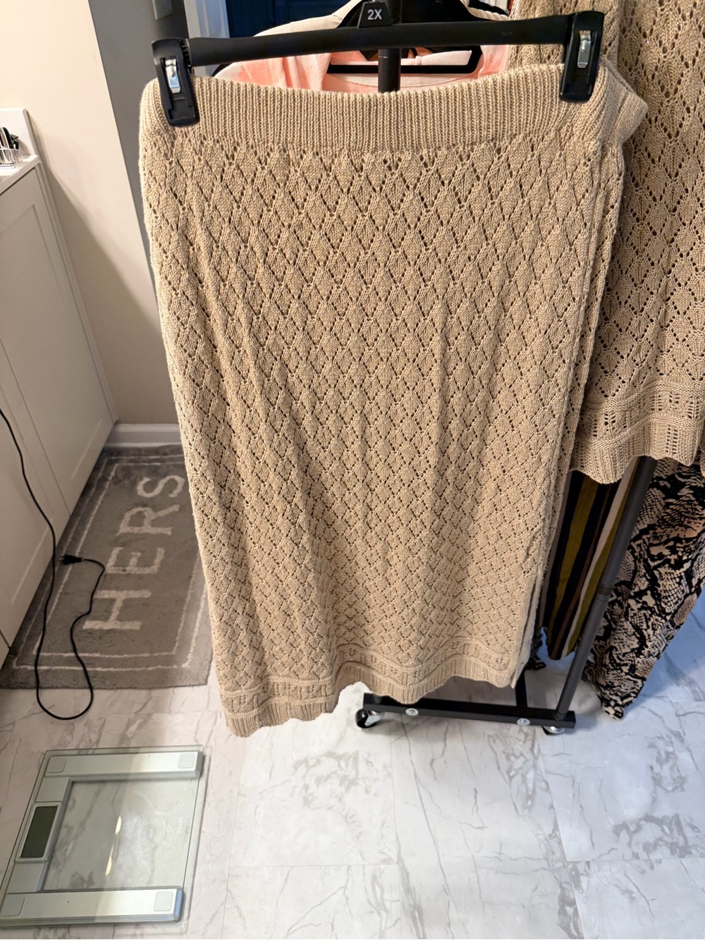 LC Lauren Conrad Neutral Beige Knit Midi Skirt